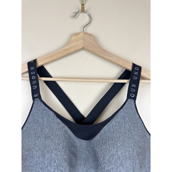 Under Armour Sports Bra Womens XL Black Gray High Impact Crossback Fitted Gym - Picture 2 of 12